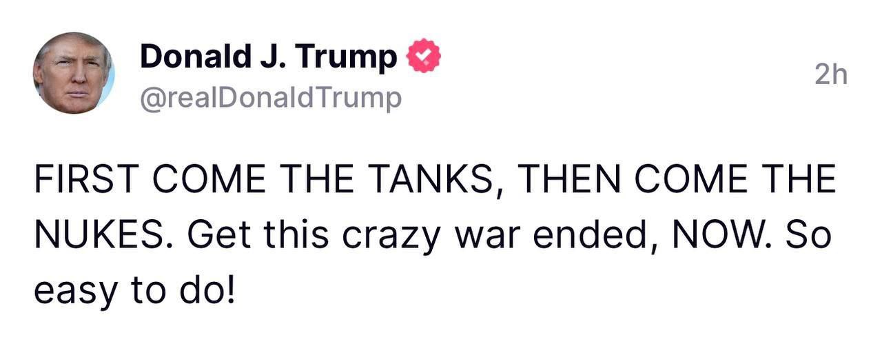 Трамп раскритиковал передачу танков Украине, заявил, что конфликт может стать ядерным и призвал его остановить