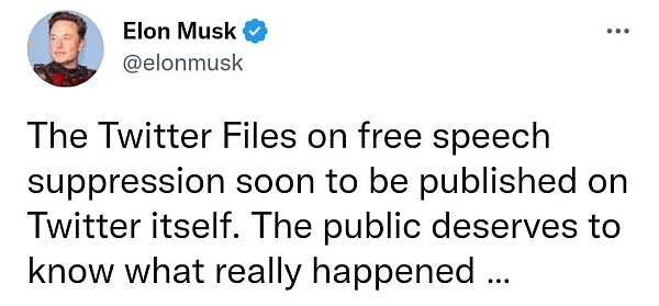 Илон Маск обещает опубликовать информацию о том как Twitter до него давил на свободу слова